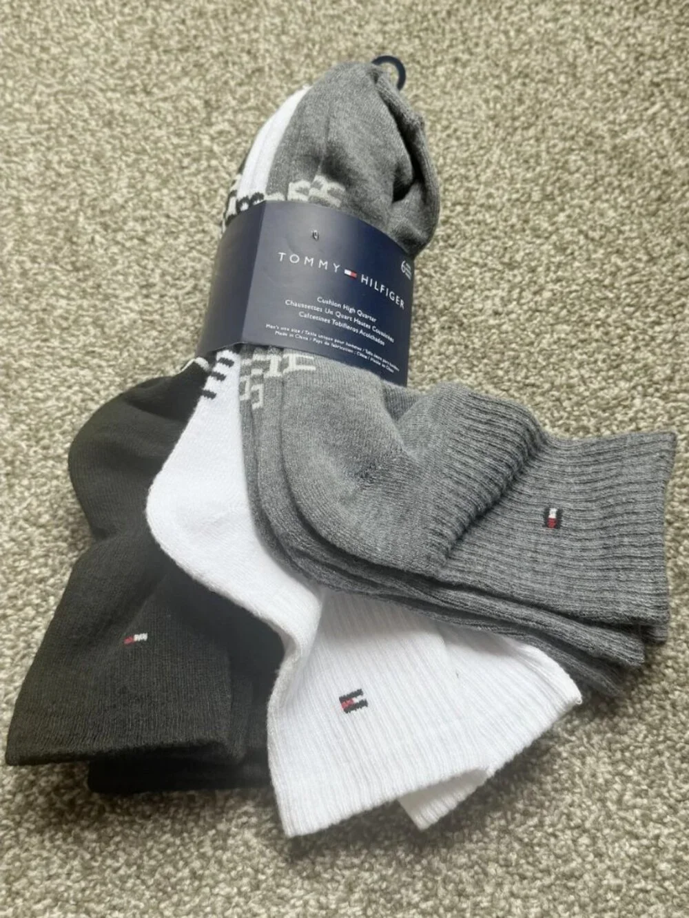 Tommy Hilfiger Men's Cushion High Quarter Socks 6 Pair Pack Assorted One Size